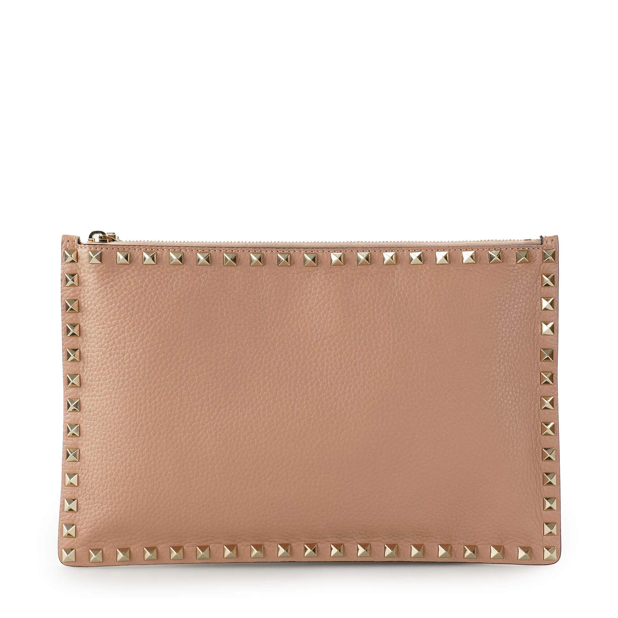 Valentino - Nude Grained Leather Rockstud Clutch 